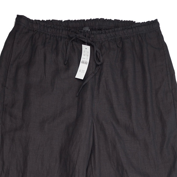 New JCREW Size M Soleil Pant in Embroidered Linen Black Beige $148 CI945 - Picture 7 of 8